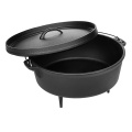 3 Legged Pré-Temperado Ferro Fundido Camping Tampa Flangeada Deep Dutch Forno, 6 Quart